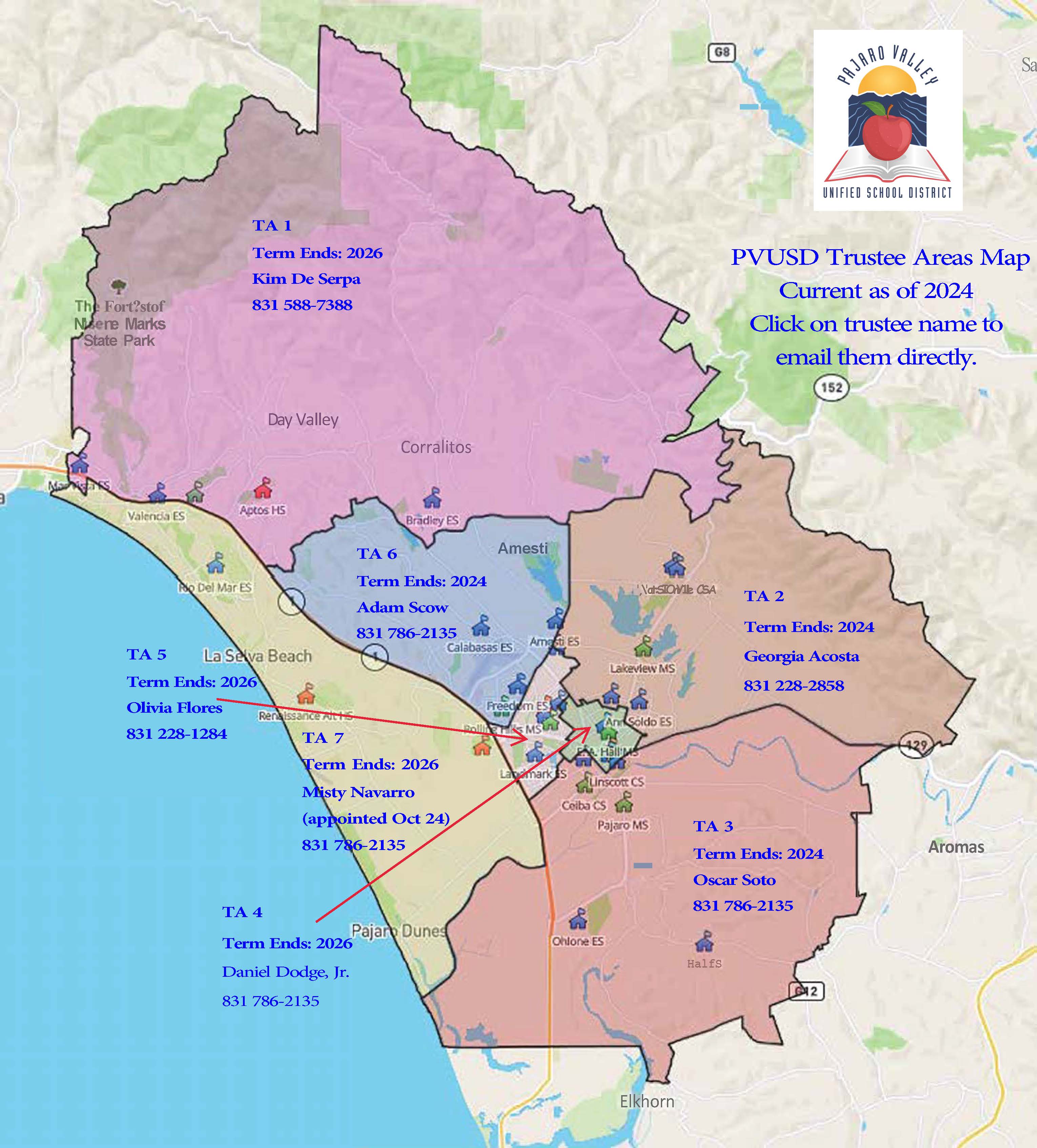 Email alicia_jimenez@pvusd for Board Trustee map information