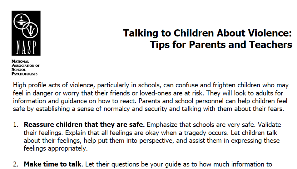 talking to children about violence english